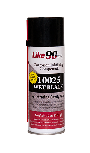 Like90 CIC Wet Black Cavity Wax 10 ounce aerosol can provides superior protection in enclosed cavities compared to traditional cavity waxes.